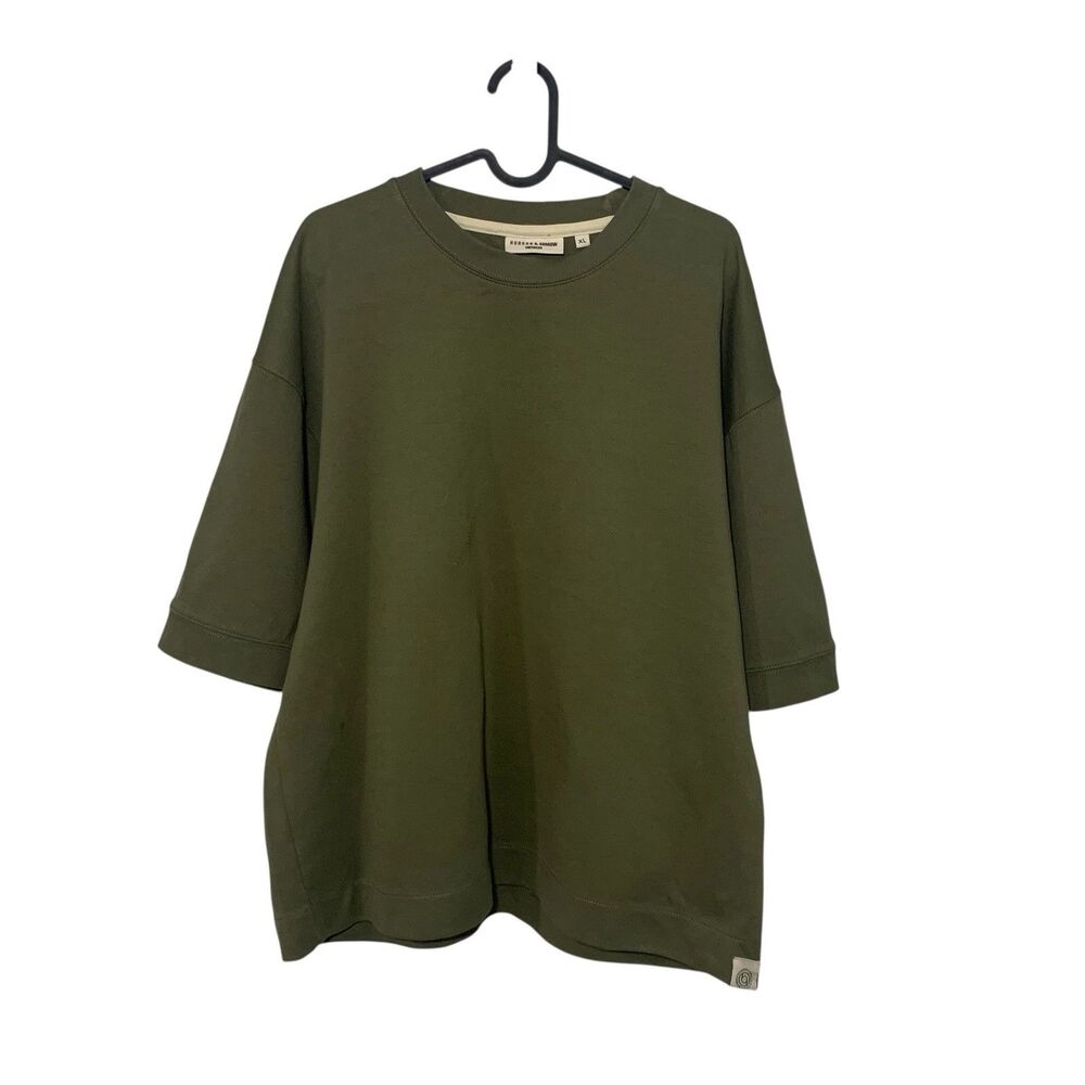 Hudson & Barrow Mens Olive Green Knitwear Short Sleeve Top XL Soft Casual